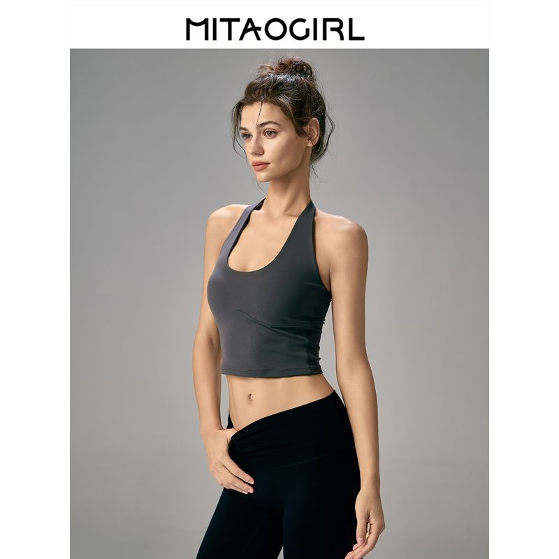 Mitaogirl Kendall Hanging Neck Underwear Women Sexy Beauty Back Sports Top Running Fitness Belt Chest Pad Top Summer