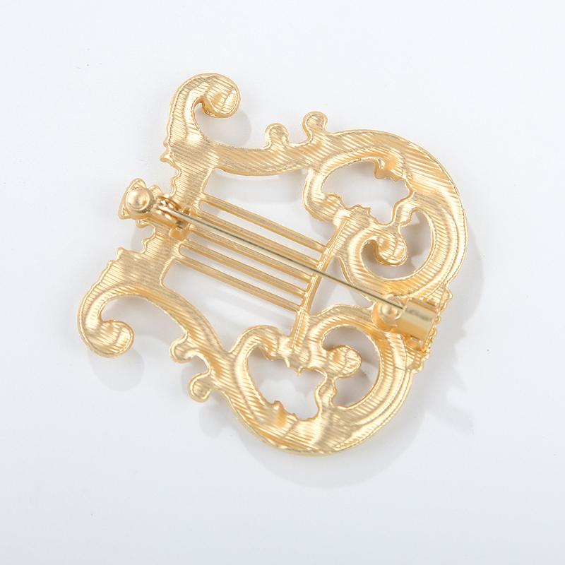Broches de arpa clásica de moda, chapados en oro mate, para ropa de mujer, accesorios de joyería para abrigos, regalos
