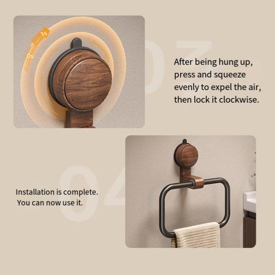 Hanging Towel Rack Suction Cup Design Strong Load-bearing Simple Installation Bathroom Wall Mount Hand Towel Holder