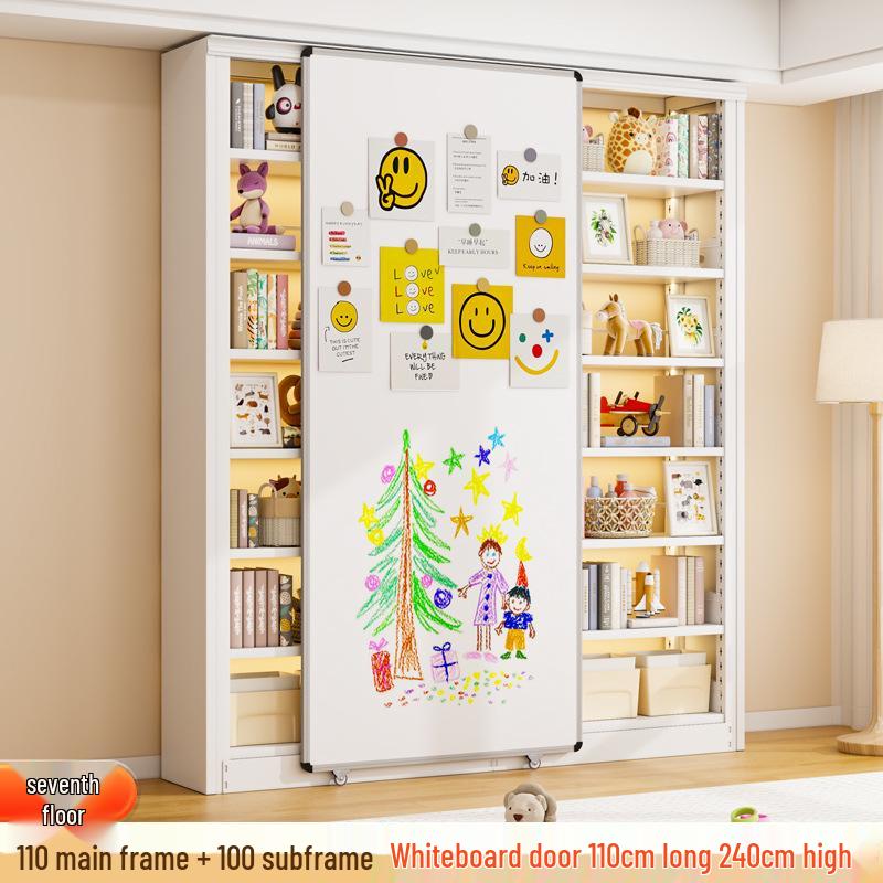 Steel Bookshelf with Whiteboard Doors, Multi-Layer Library Bookcase, Children's Picture Book Rack
