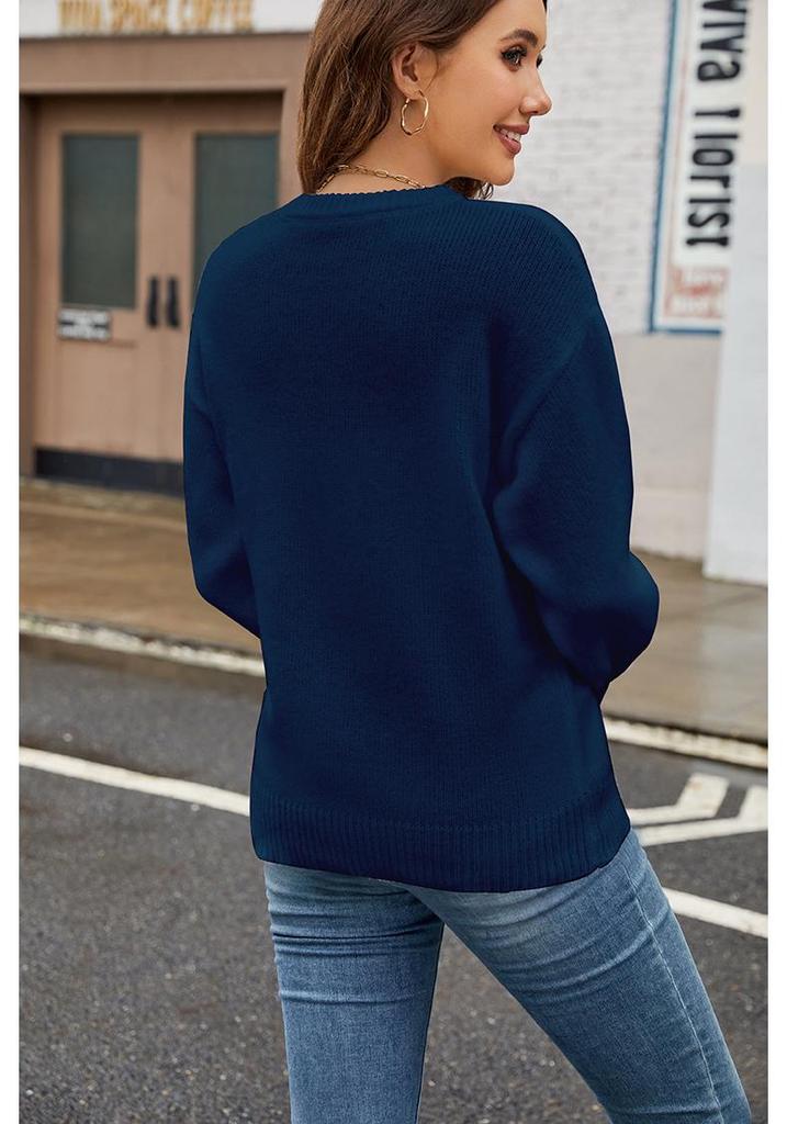 2025 Autumn/Winter Women's European and American Flag Round Neck Fashion Sweater for Easter & Independence Day