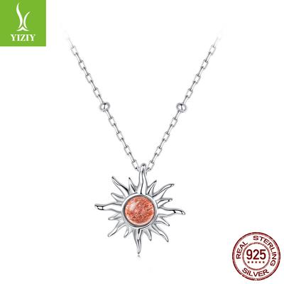 Persönlichkeit S925 Sterlingsilber Sonne Halskette Herren- und Damenstrahlen Sonnenstein Glückshalskette Schlüsselbeinkette