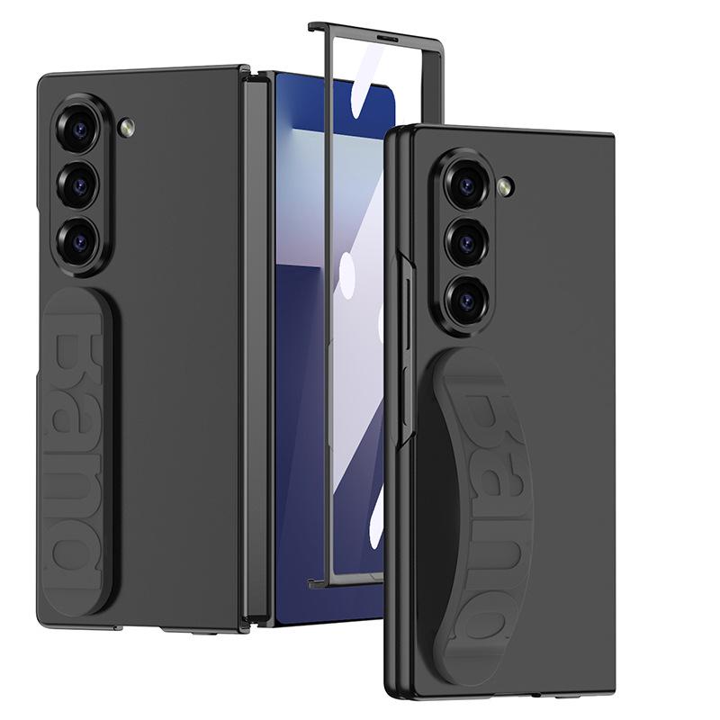 For Samsung Z Fold 7 Case Flexible Silicone Band Finger Strap Screen Protector Tempered Glass Film Cover