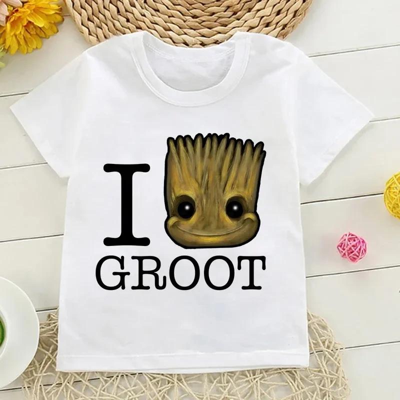 Children Shirt Kids I Am Groot Bady Anime Groot Movie Tops Cute T Shirt Harajuku Graphic Boys Girls Tee Baby Cotton Short Sleeve