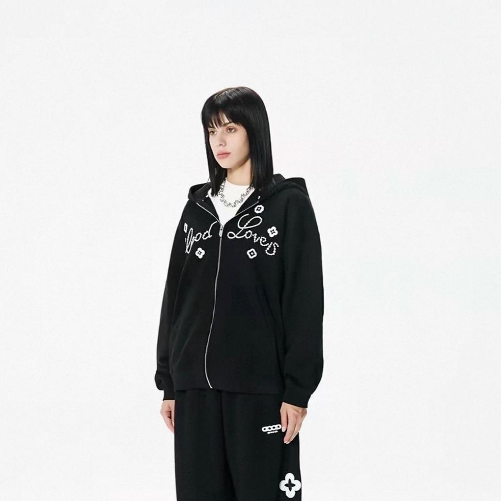 Printed cardigan zipper sweater men's and women's loose casual hoodie spring and autumn tide brand couple jacket
