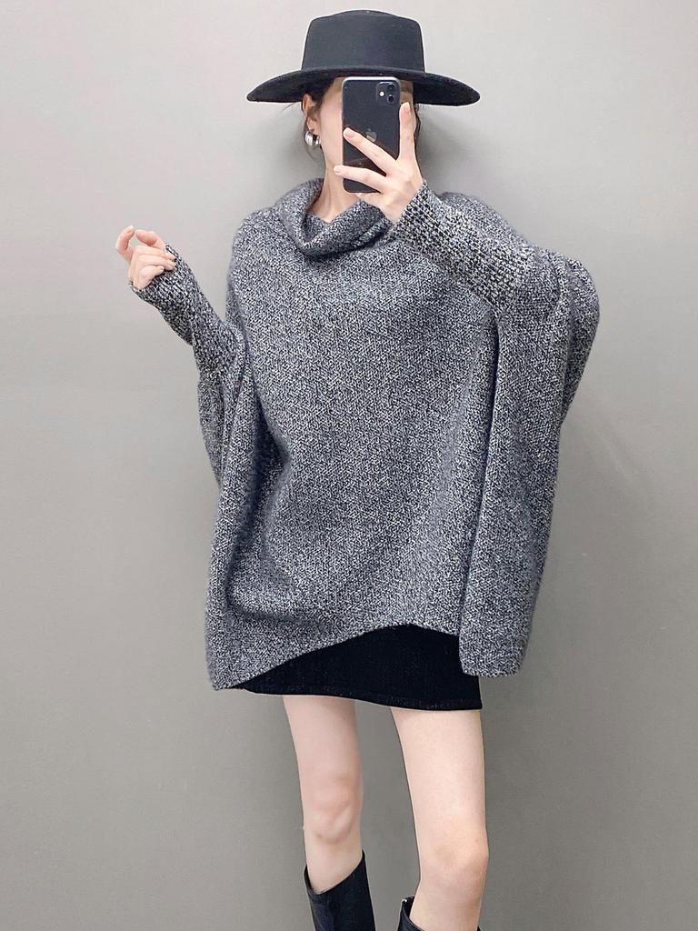 European Design High-End Women's Cashmere Batwing Cardigan - Irregular Knit, Fashionable and Lazy Style