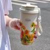 Double drinking cup Stainless steel straw thermos cup Women's portable cup Gift cup High value coffee cup