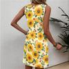 Robe d'été décontractée à fleurs pour femme, col rond, sans manches