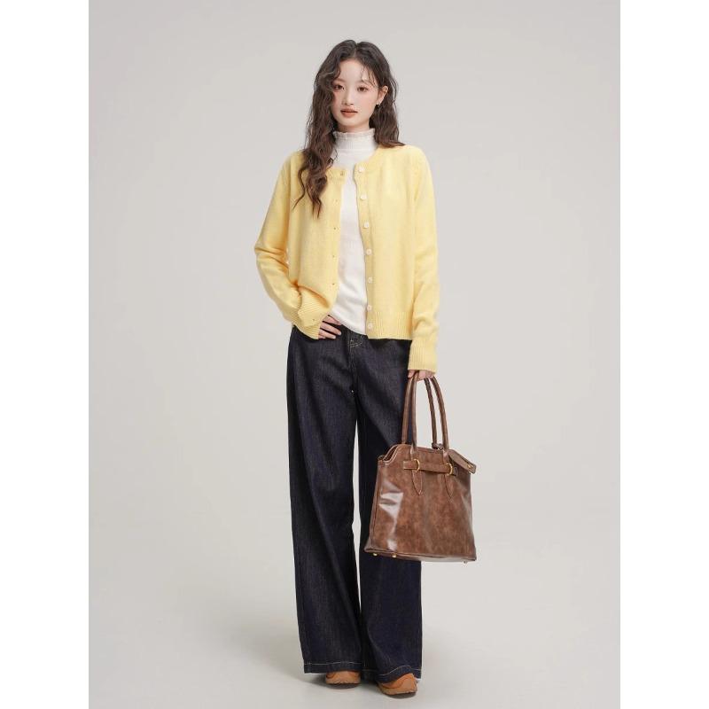 Soft waxy age-reducing single-breasted knitted cardigan jacket for women's spring and autumn stacked outer long-sleeved sweater bottoming top