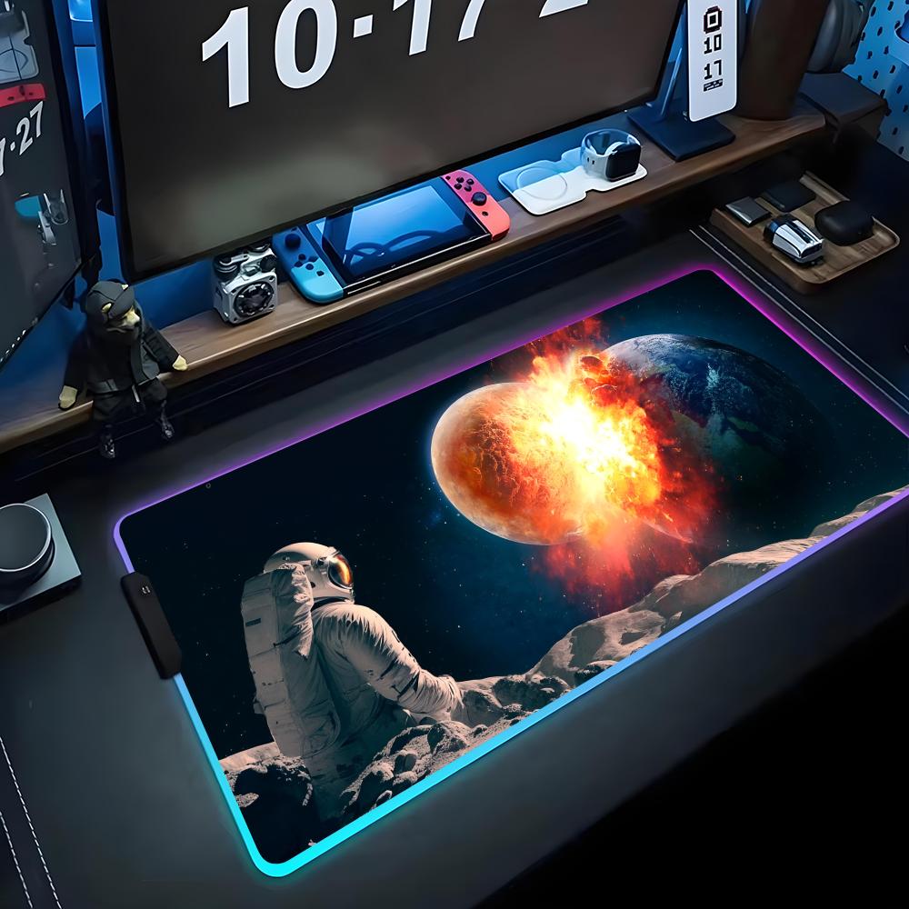space astronaut Mouse Pad RGB Gaming Mousepad Big LED Pad PC Desk Mat Luminous Mouse Pad Large Keyboard Mats Table Rug With