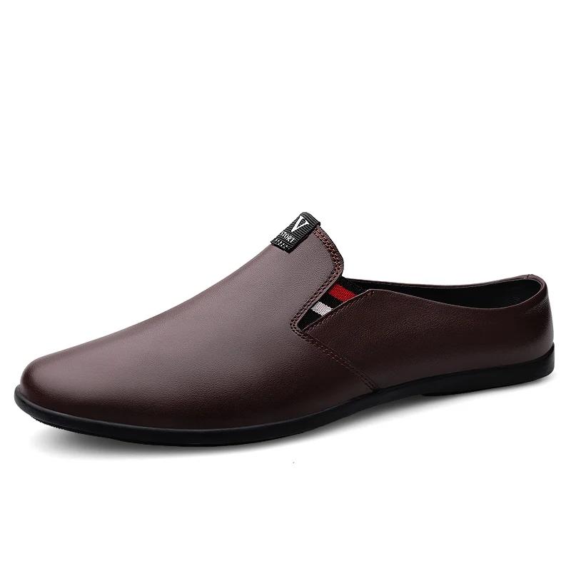 Nya Herr Casual Rael Läder Klassiska Båtskor Loafers Handgjorda Skor Hög Kvalitet Halvtofflor Flats Lättja Skor Muller Skor