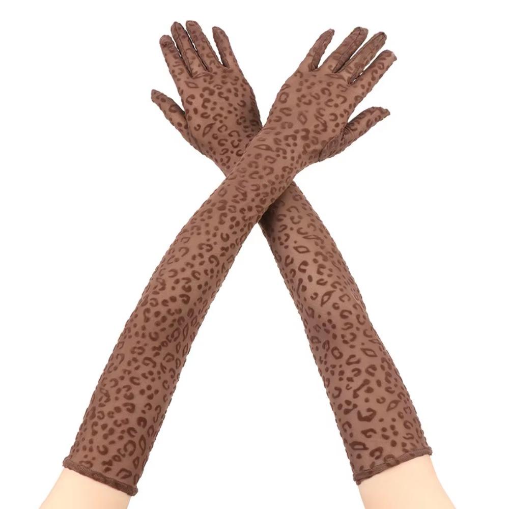 Transparente Lange Handschuhe Hohl Atmungsaktiv Opernhandschuhe Punk Leopardenmuster Handschuhe Cosplay