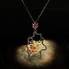 Necklace Japanese and Korean Version Simple Temperament Women's Black Gold Two Color Collarbone Chain Light Luxury Inlaid Zircon Sweet Flower Pendant