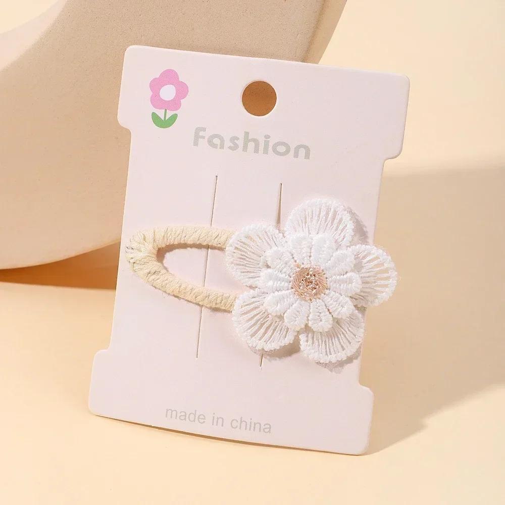 1/2/5 set Ins Daisy Flower Hair Clips Baby Girl Hairpins for Kids Lace White Barette Princess Hooks Infant Accessories Korean