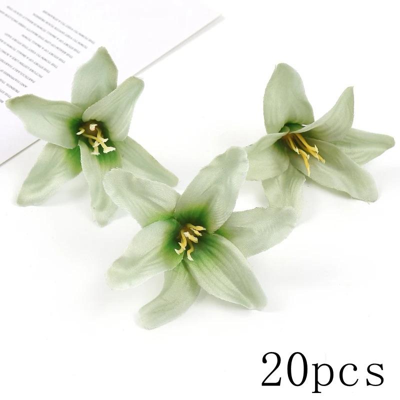 Green Rose Artificial Flowers Heads Silk Fake Flower for Home Room Decor Marriage Wedding Decora DIY Craft Wreath Gift Accessory
