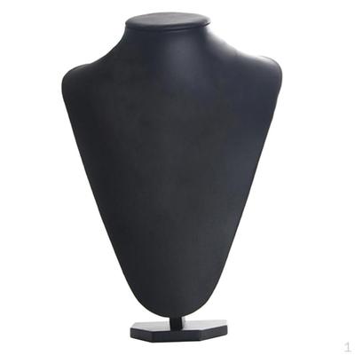Black Leatherette Necklace Bust Jewelry Display Stand Figure Holder
