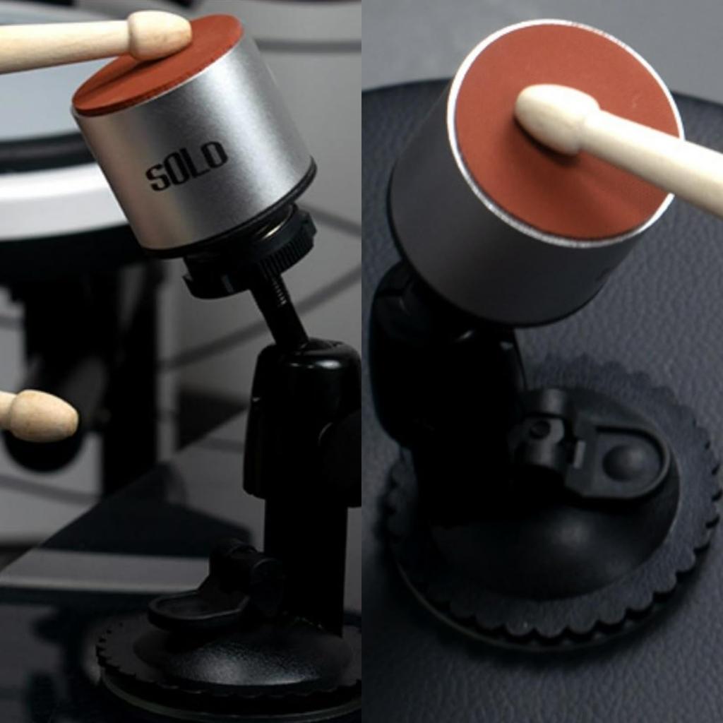 Mini Mute Drum Practice Kit with Suction Cup Stand and 180° Adjustable Suction Cup Mount for Drums (Silver)