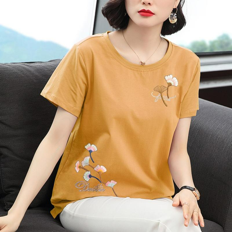 Mother Summer Short-sleeved Blouse Fashion Casual Large Size Women's Summer T-shirt Blouse