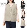 Women Fall Winter Waistcoat Sleeveless V Neck Single Breasted Thick Padded Warm Solid Color Casual Windproof Soft Lady Vest Coat