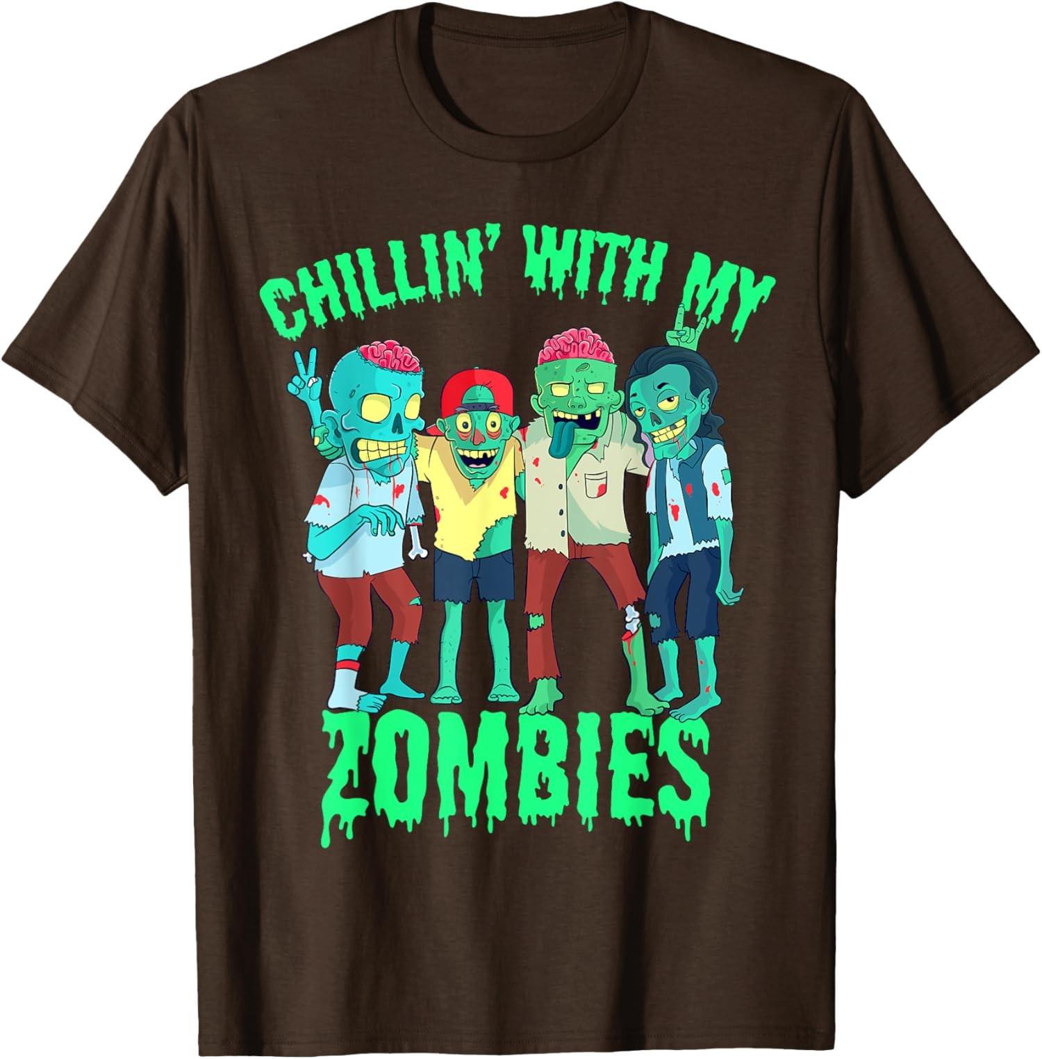 Chillin avec mes Zombies Halloween Zombie Design T-shirt unisexe S