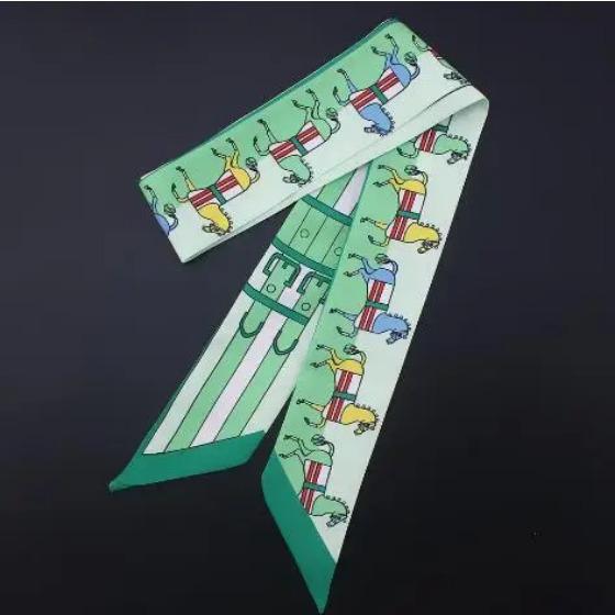 

New Fashion Brand Horse Carriage Print Silk Small Ribbon Women Silk Scarf Handbag Ribbons Female Head Scarf Long Scarves 5X96cm