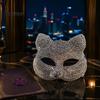 Luxury Rhinestone Costume Mask Full Halloween Mask, Sparkling Skull And Cat Face Carnival Adjustable Elastic Straps for Theme Dances Decorative Party