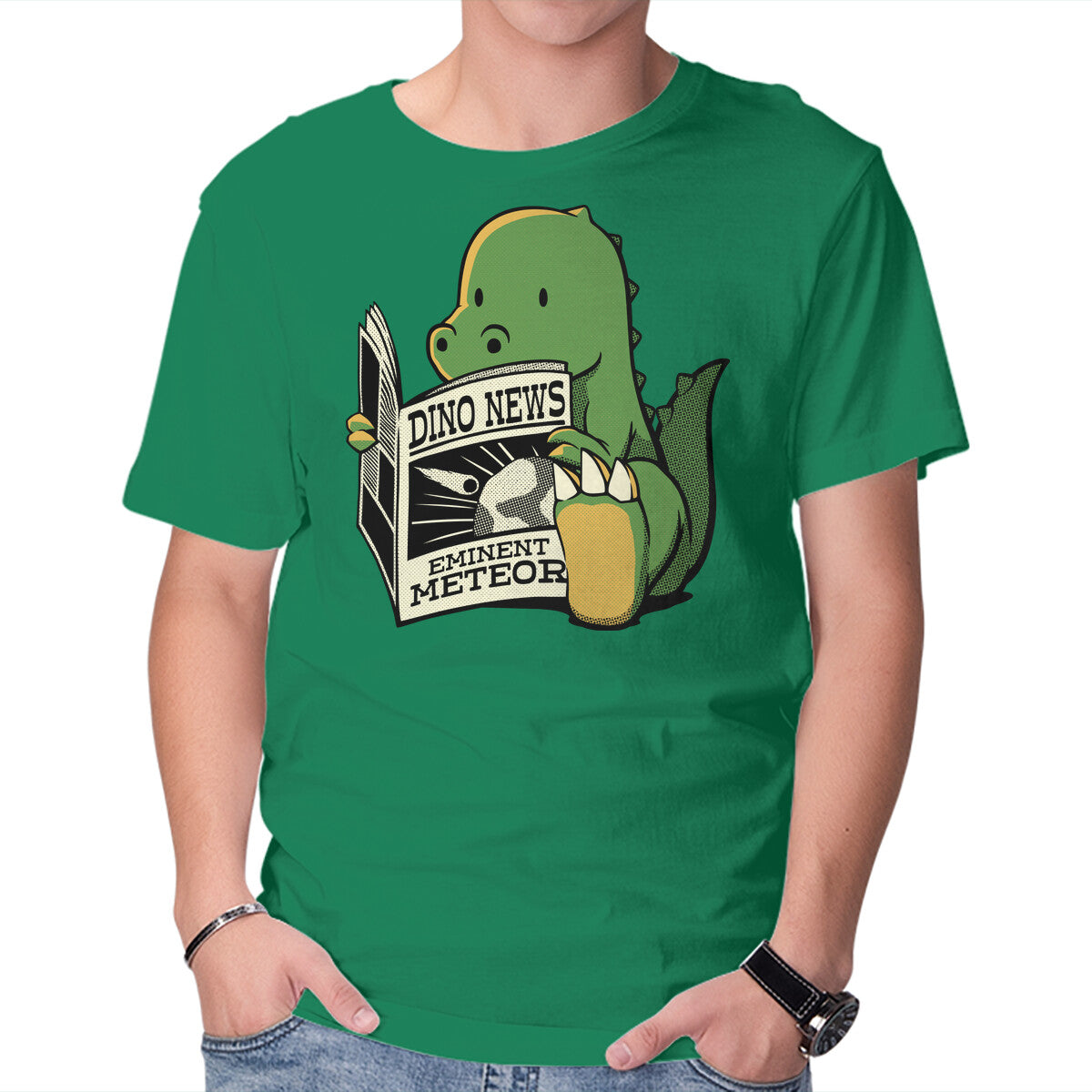 Unisex Crew Neck T-Shirt Jurassic News Graphic Short Sleeve Casual Tee XXL