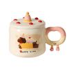 Cute Cat And Dog Ceramic Mug With Lid Creative Birthday Gift Cup Girl Heart Home Coffee Cup Souvenir