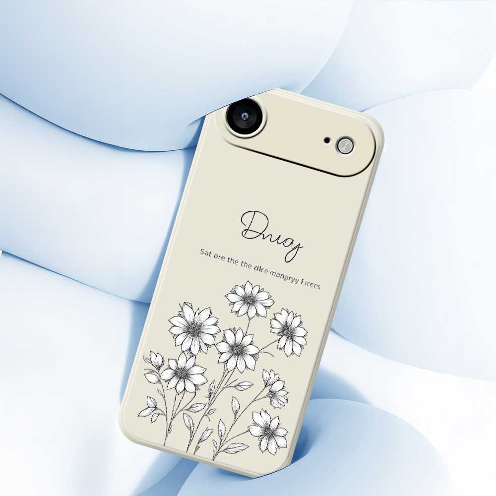 For iPhone 17 Air Case Sketch Flowers Pattern Printing Straight Edge TPU Phone Back Cover