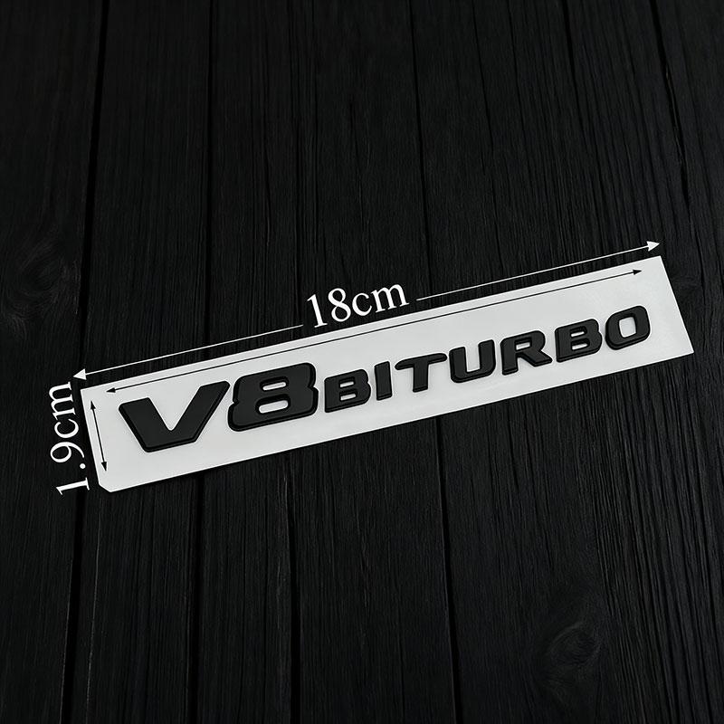 3d ABS Chrome Black Letters V8 BITURBO Logo Emblem Car Fender Side Stickers Badge For C63 E63 S63 GLC63 GLE63 G63 Accessories