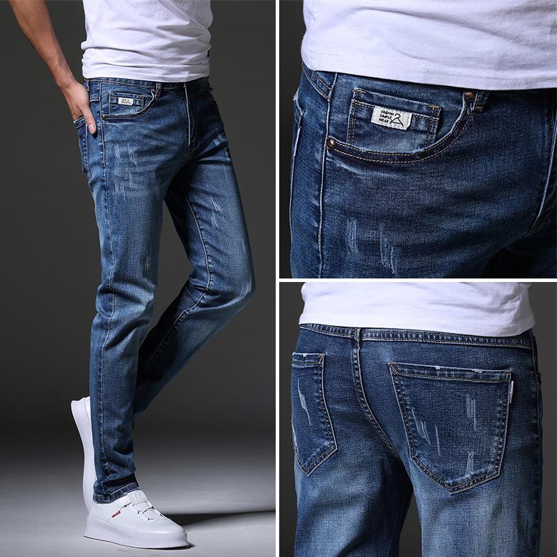 Men's Slim Fit Korean Style Elastic Jeans for Teens - Trendy, All-Match, Long Pants for Spring and Autumn