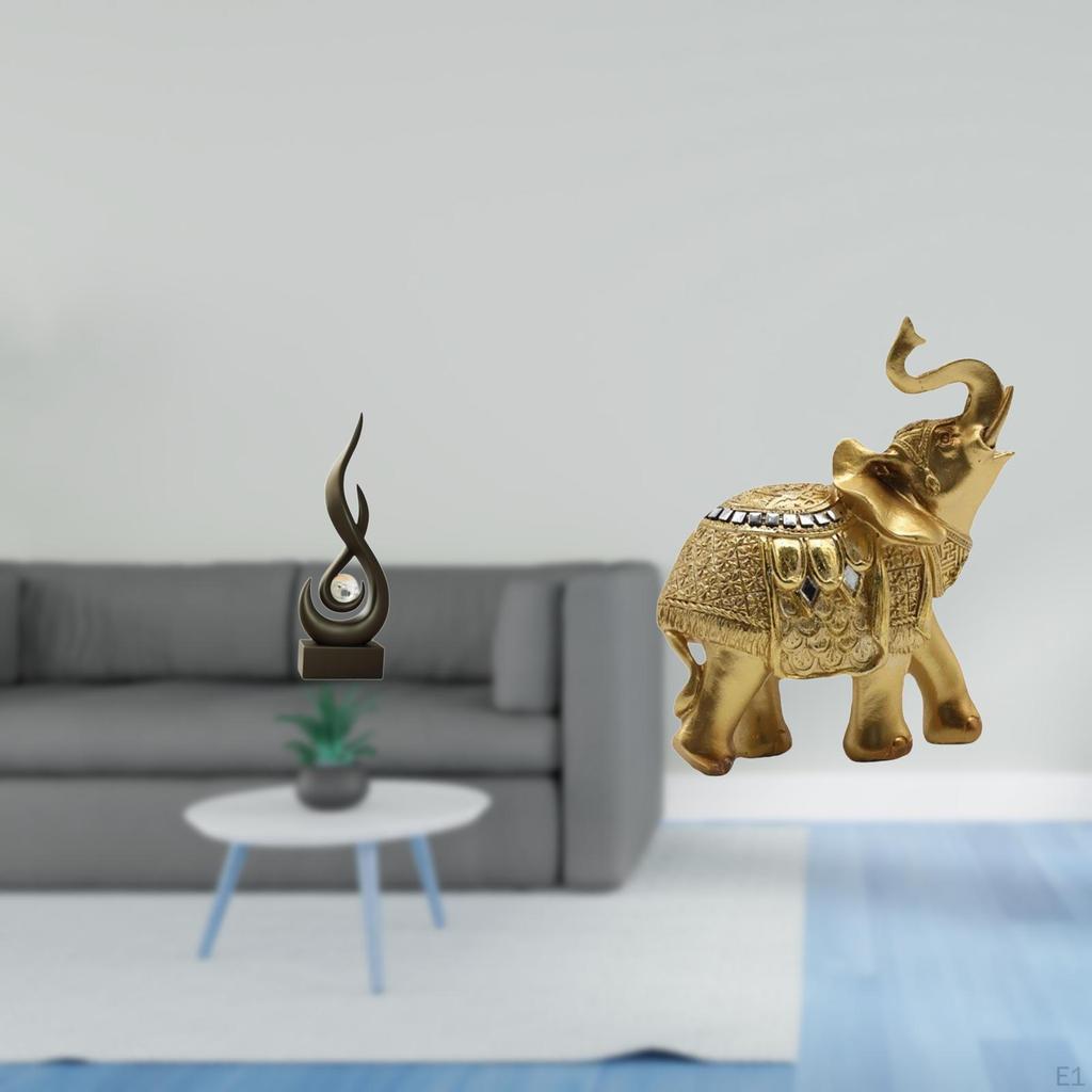 Abstract Flame Elephant Resin Figurine Modern Art Sculpture Desktop Ornament for Living Room Bedroom