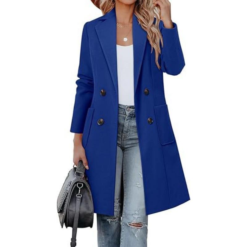 Women Slim Fit Solid Long Sleeve Mid Length Casual Outerwear Coat