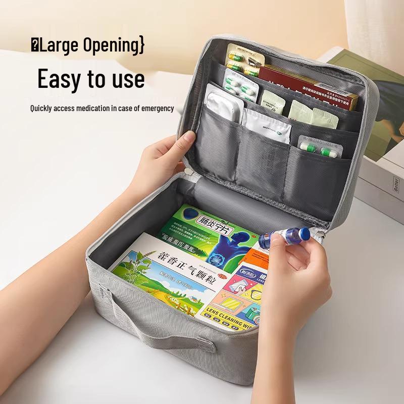 Portable Large-Capacity First Aid and Medicine Bag for Home and Travel