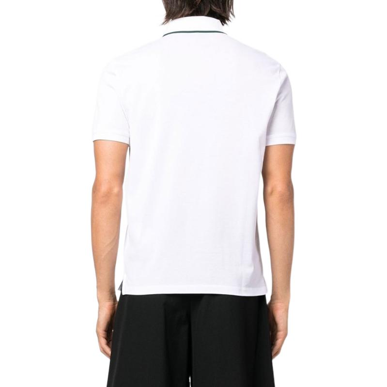 Emporio Armani Color Block Striped Logo Print Short Sleeve Polo Shirt Men Tops White 6L1FA5-1JTKZ-0100