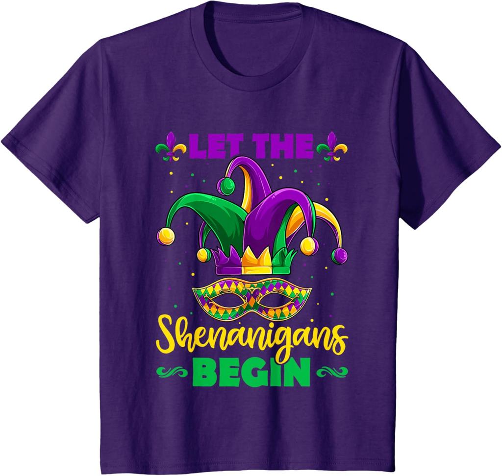 Let The Shenanigans Begin Mardi Gras Children Men Women TShirt  Unisex Fashionable SpringSummer 2026 New Arrival