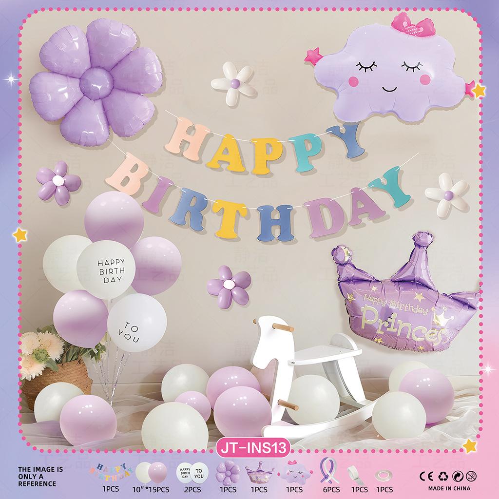 Ins Happy Birthday Party Backdrop Kit - Photography Background & Complete Decorations for Girls & Boys Birthday Celebrations