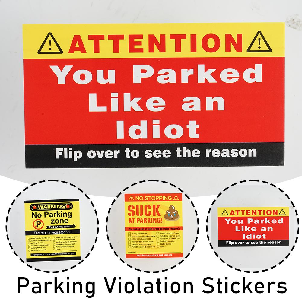 50pcs No Permit Area Violation Warning Notice Card,You Parked Like An Idiot Business Cards,Writable Bad Parking Cards For Car