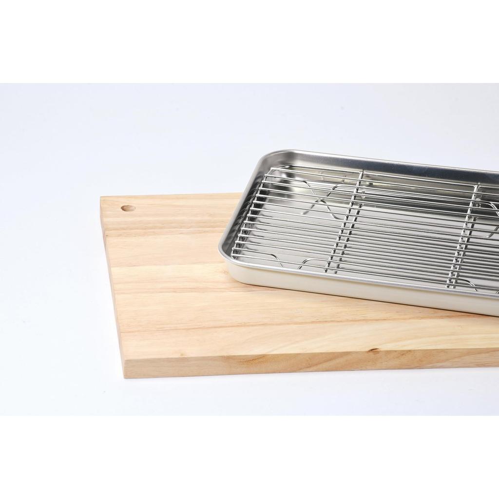 Pearl Metal Stainless Steel Tempura Tray with Wire Rack 23x17cm Age Cook Ivory HC-603