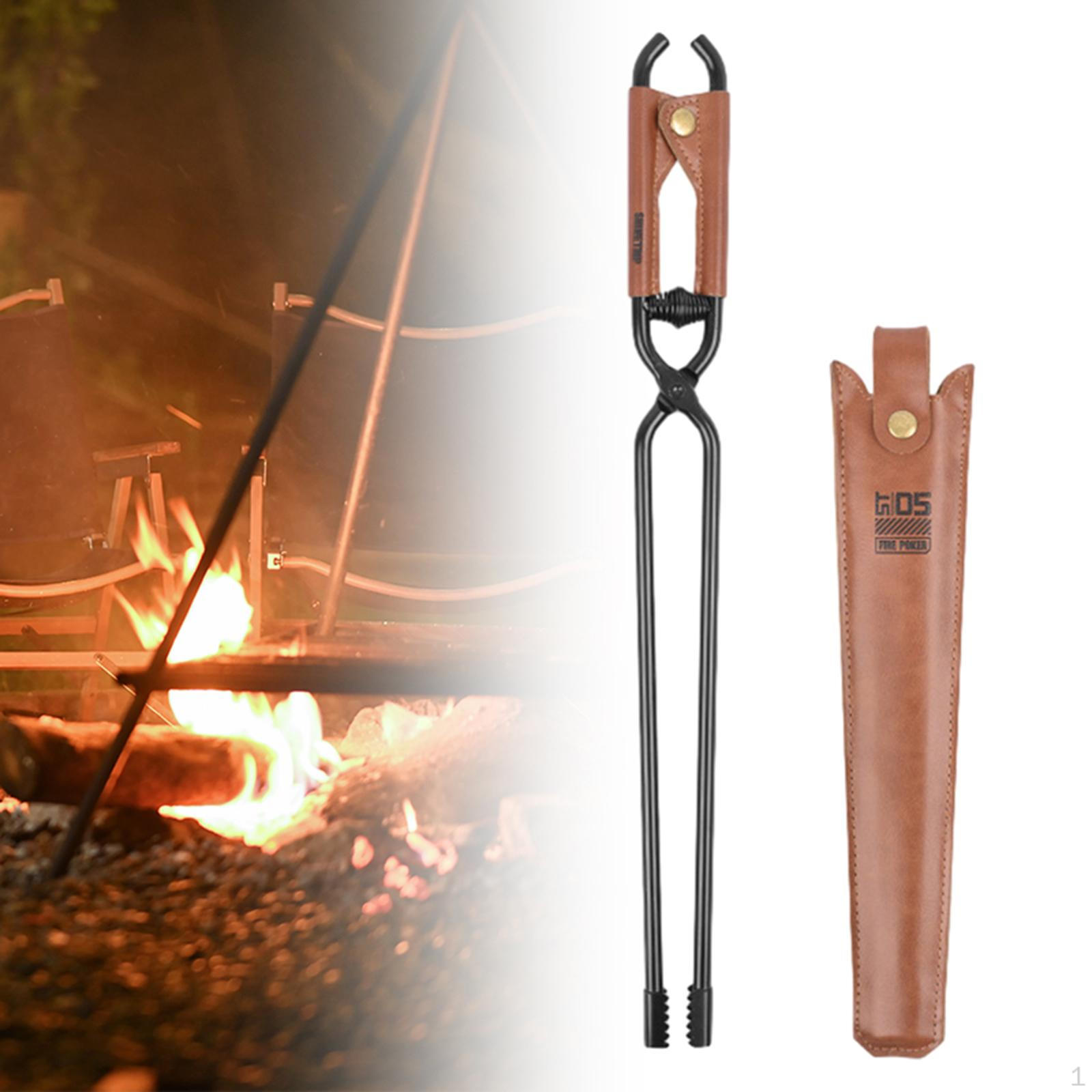 Campfire Tongs Fireplace Fire Pits Tools for Outside Steel Firewood