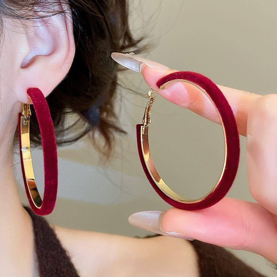 Maillard осенние и зимние флокированные геометрические круглые серьги женские ретро простые серьги серьги серьги женщины