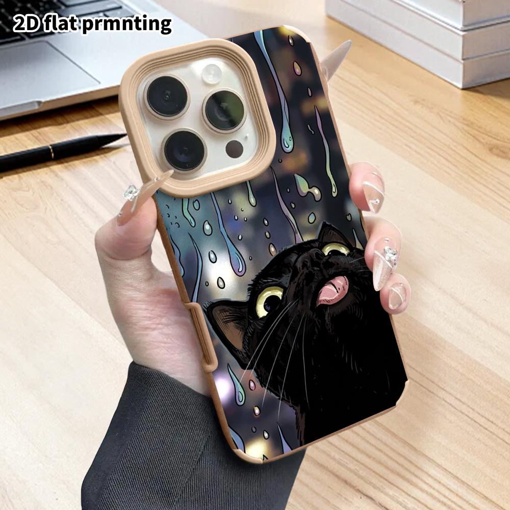 Phone Case: 2D flat lambskin suitable for iPhone 18, 17, 16, 15, 14, 13 Pro film protection case,rainy night city, Christmas and Halloween gifts