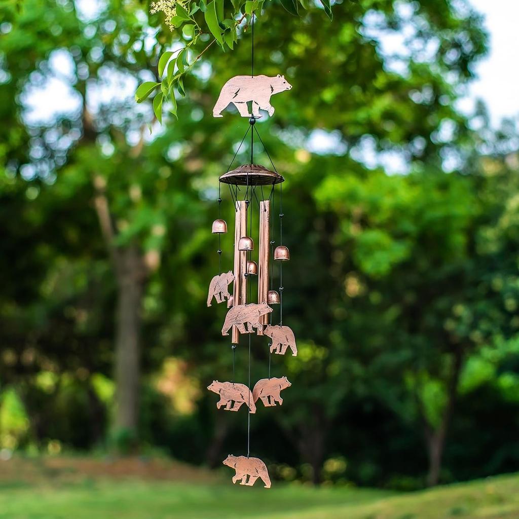 Carillons à vent ours pour l'extérieur, Cadeaux ours pour femmes/hommes/Cadeau de sympathie/Mémorial/Fête d'anniversaire Carillons à vent en métal Extérieur/Intérieur, Patio