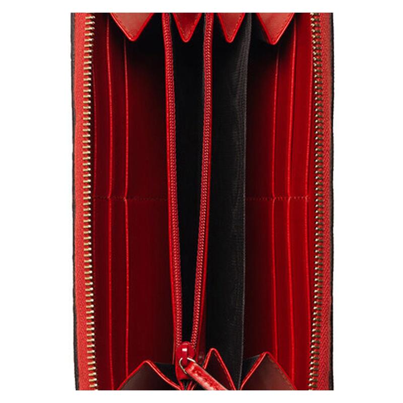 Gucci Geprägtes Logo Diamantmuster Langes Reißverschluss Leder Portemonnaie Geldbörse Regulär Damen Rot