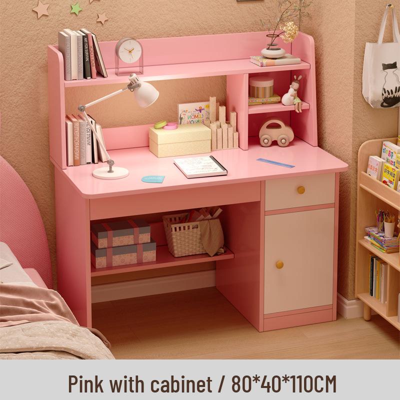 Primary School Students’ Desk & Chair Set with Integrated Bookshelf – Simple Study & Writing Computer Desk