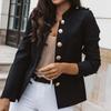 Office Lady Blazer Solid Color Single Breasted Autumn Winter Elegant Slim-fitting Suits Coat for Daily Wear