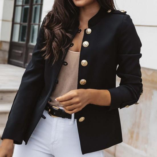 Office Lady Blazer Solid Color Single Breasted Autumn Winter Elegant Slim-fitting Suits Coat for Daily Wear