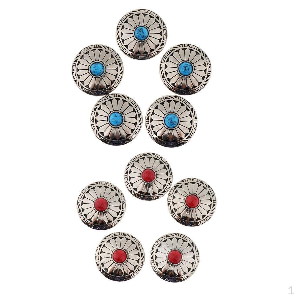 

10 Pieces Round Flower Turquoise Buttons Wallet Saddle