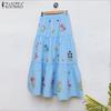 ZANZEA Damen Lässig Elastischer Bund Locker Sommer Floral Lange Röcke