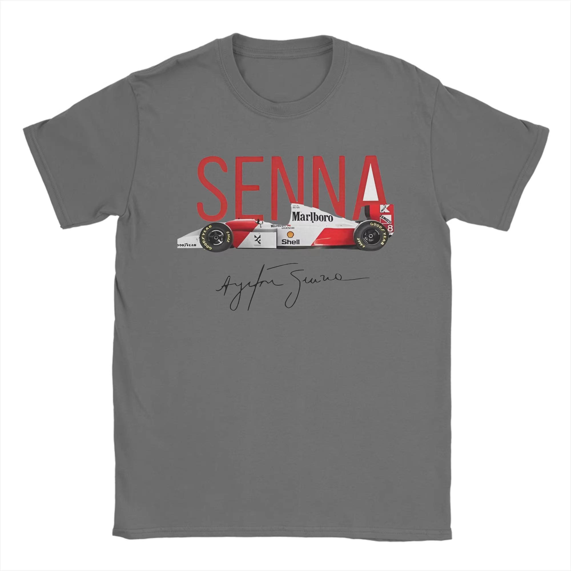 BenberFashion Leuk Ayrton Senna Raceauto T-shirt Unisex Unisex Ronde Hals 100% Katoen T-shirts Korte Mouw Tees Plus Size Kleding 2XL